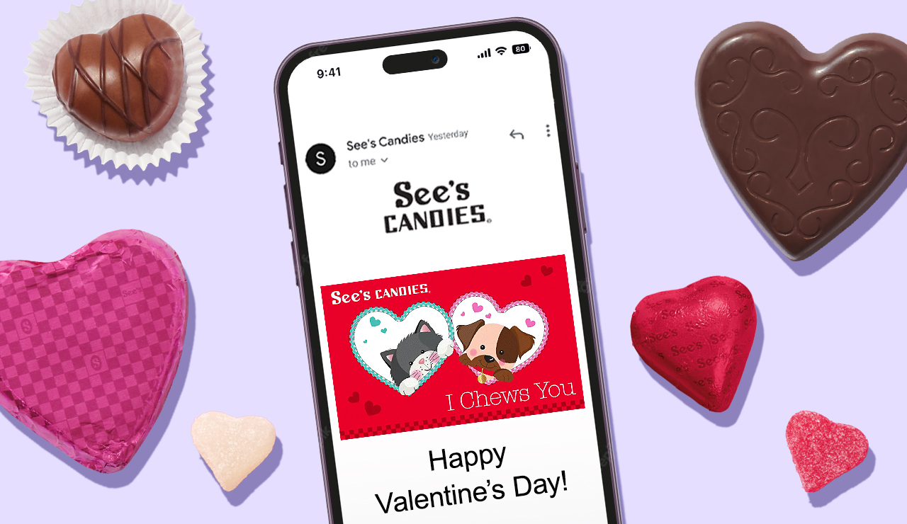 Valentine&rsquo;s eGift Card shown on mobile phone screen