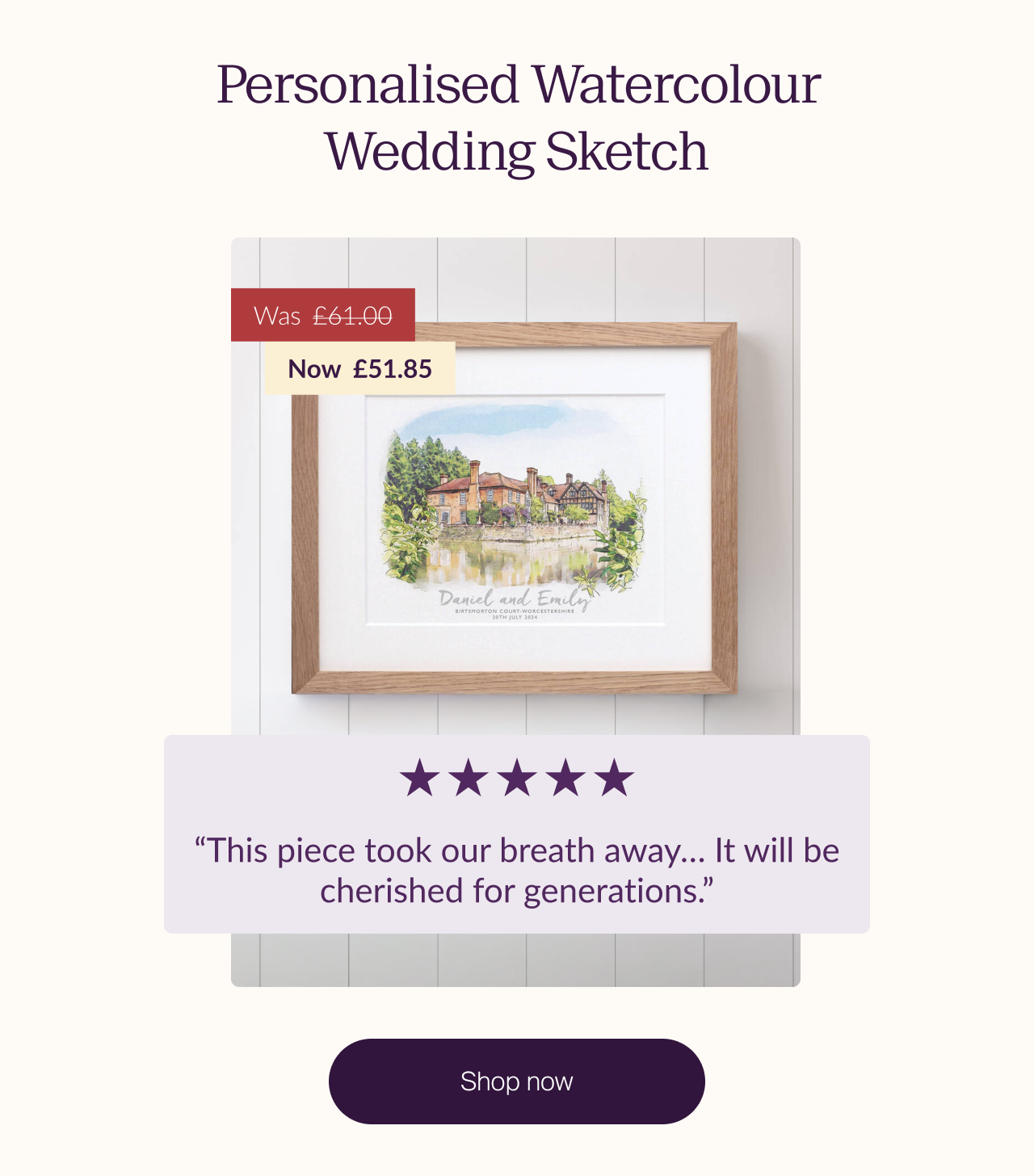 Personalised Watercolour Wedding Sketch