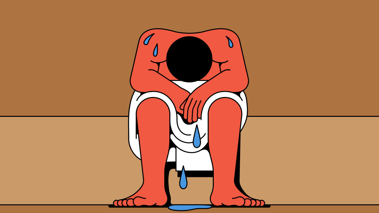 A person wearing a towel sweating in a sauna