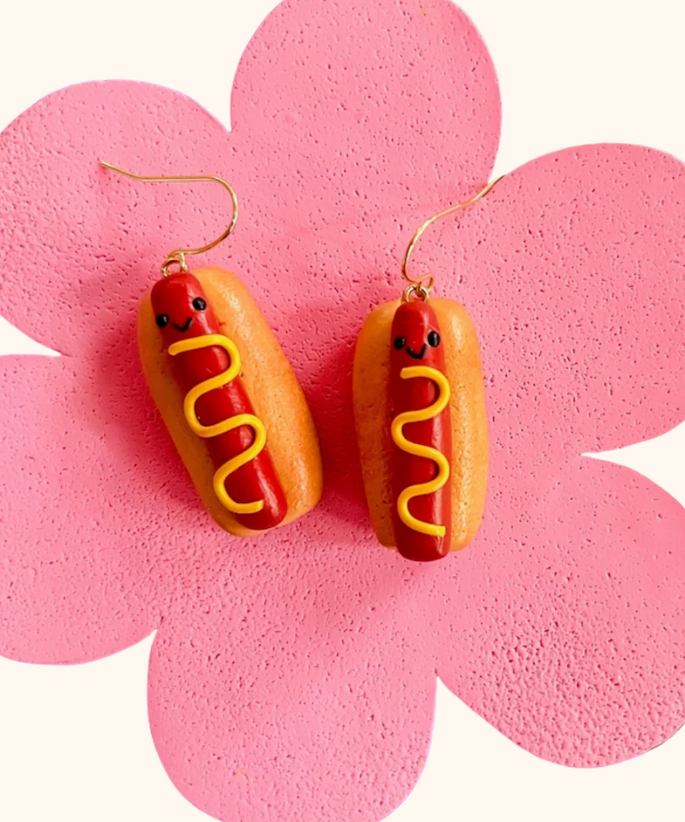 Henry Hot Dog Polymer Clay Earrings