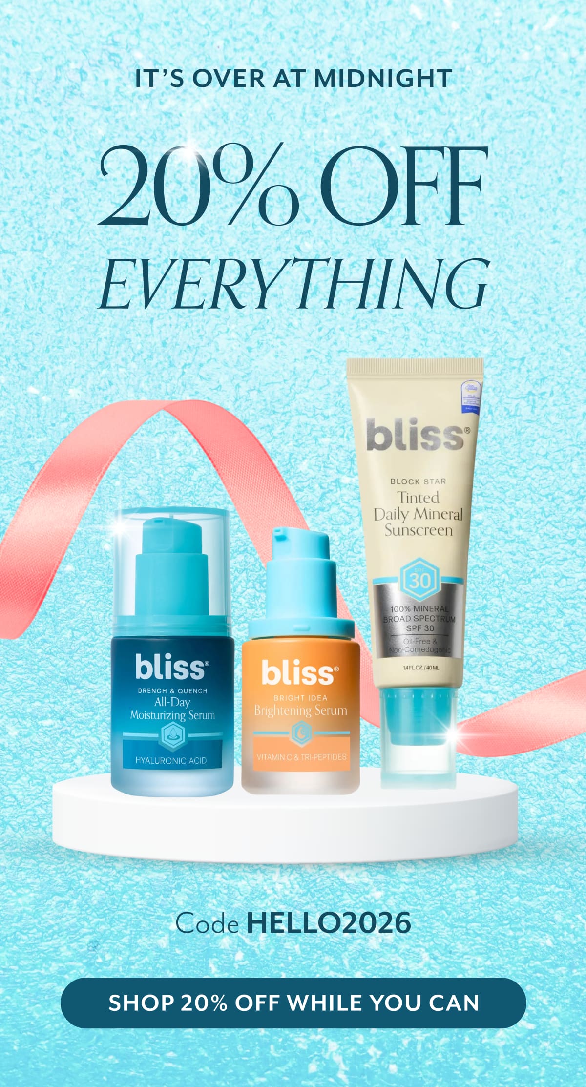 IT’S OVER AT MIDNIGHT 20% OFF Everything