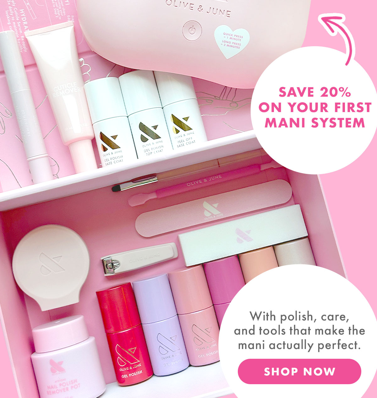CANCEL THAT SALON APPOINTMENT! DIY perfection is possible! SAVE 20% ON YOUR FIRST MANI SYSTEM! With polish, care, and tools that make the mani actually perfect! | SHOP NOW