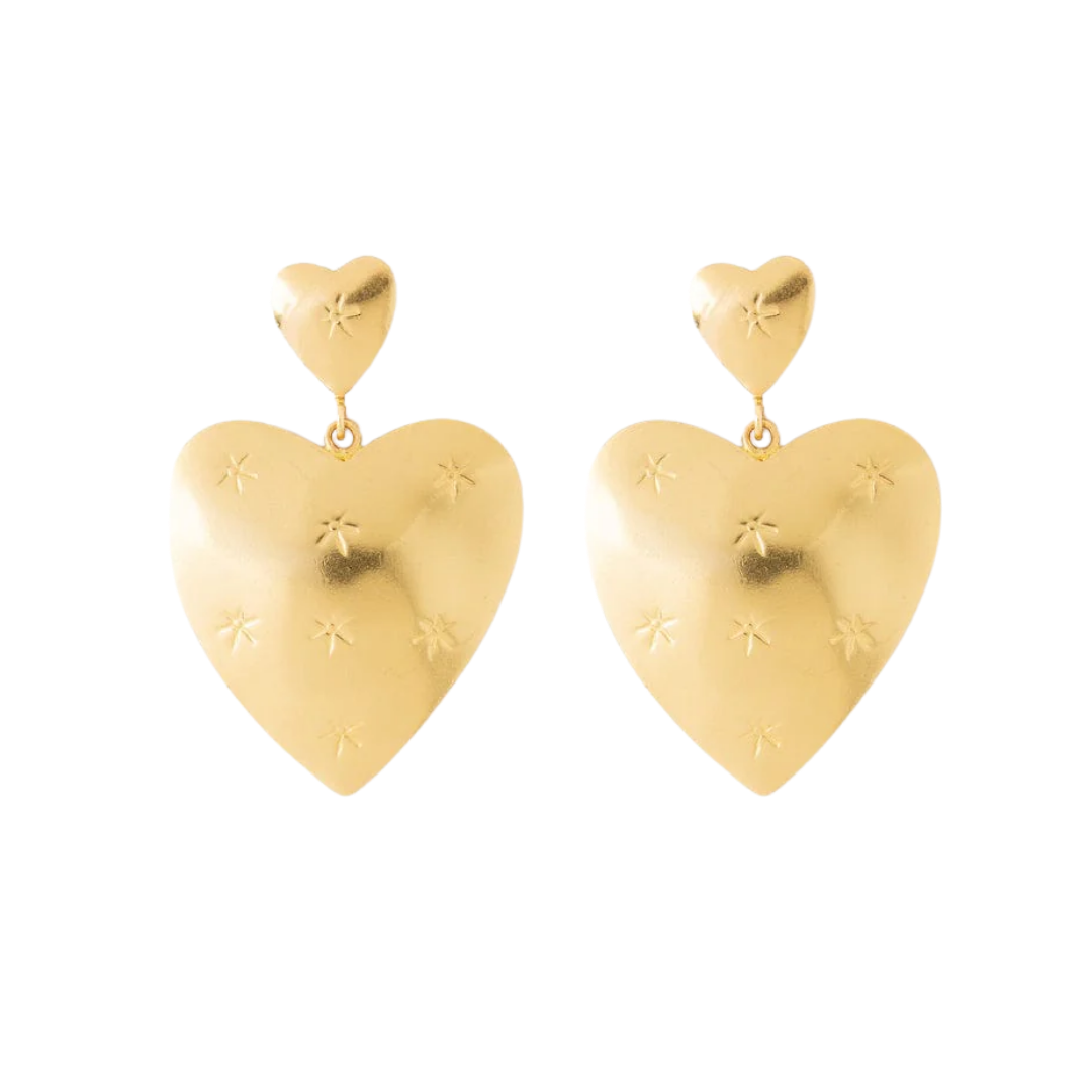 Image of Laura Heart Brass Earrings