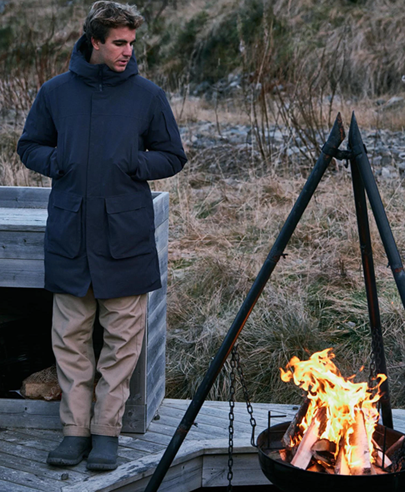 Man by Fire in Scandinavian Edition Winter Coat
