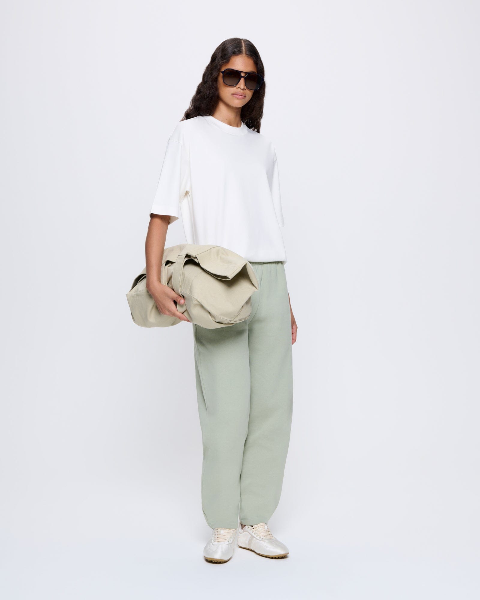 Image of Womens DNA Barrel-Leg Track Pants—moss green