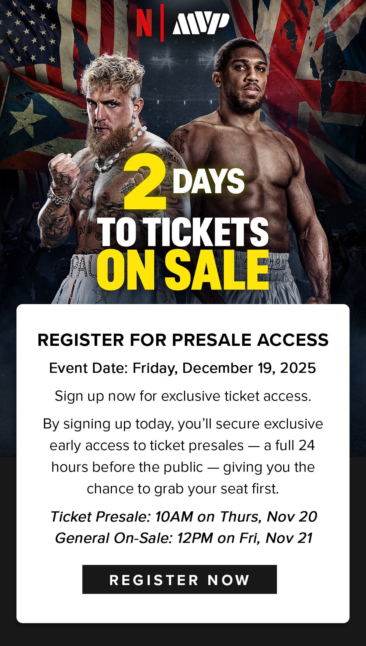 Jake Paul vs Anthony Joshua | Register Now