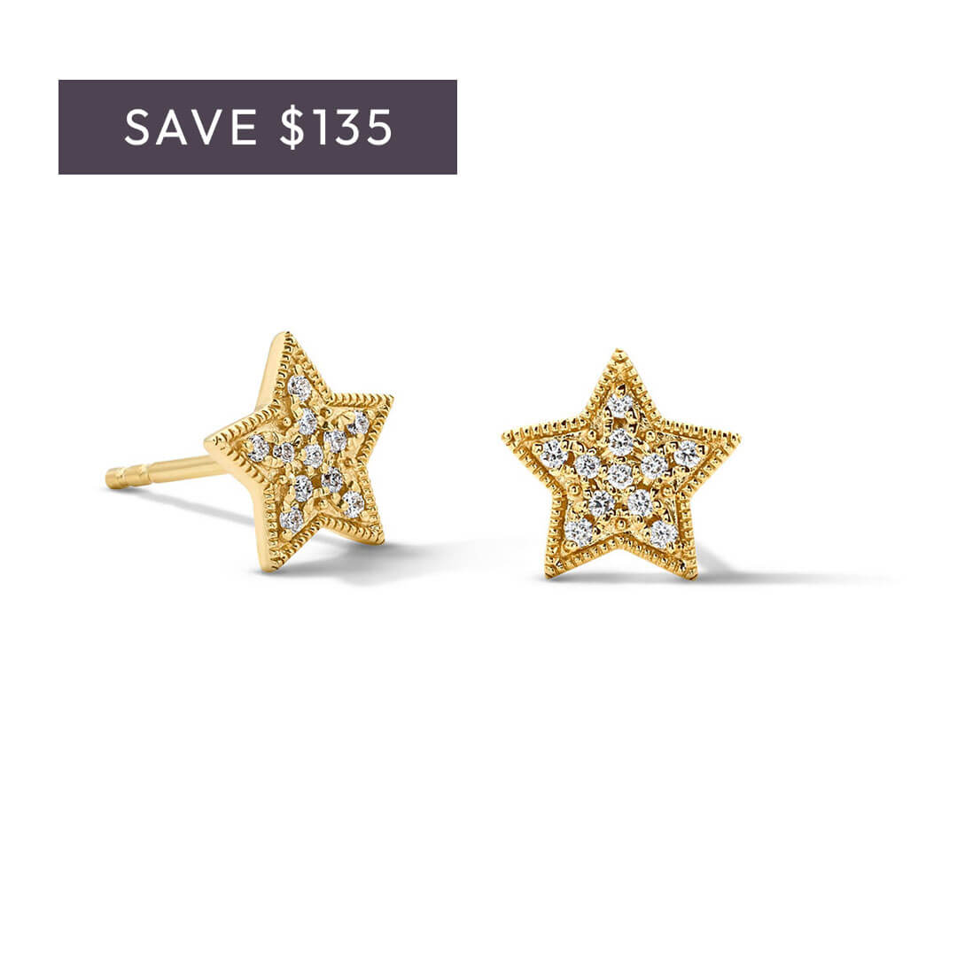 Yellow Gold Diamond Star Studs