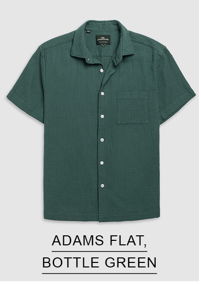 Shop Adams Flat Shirt, Bottle Green online and instore at Rodd & Gunn