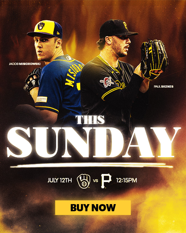 Skenes vs Misiorowski | This Sunday at PNC Park | Pirates vs Brewers | July 12 | BUY NOW