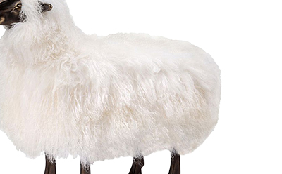 Seamus Modern Ivory Sheepskin Antique Bronze Sheep Statue