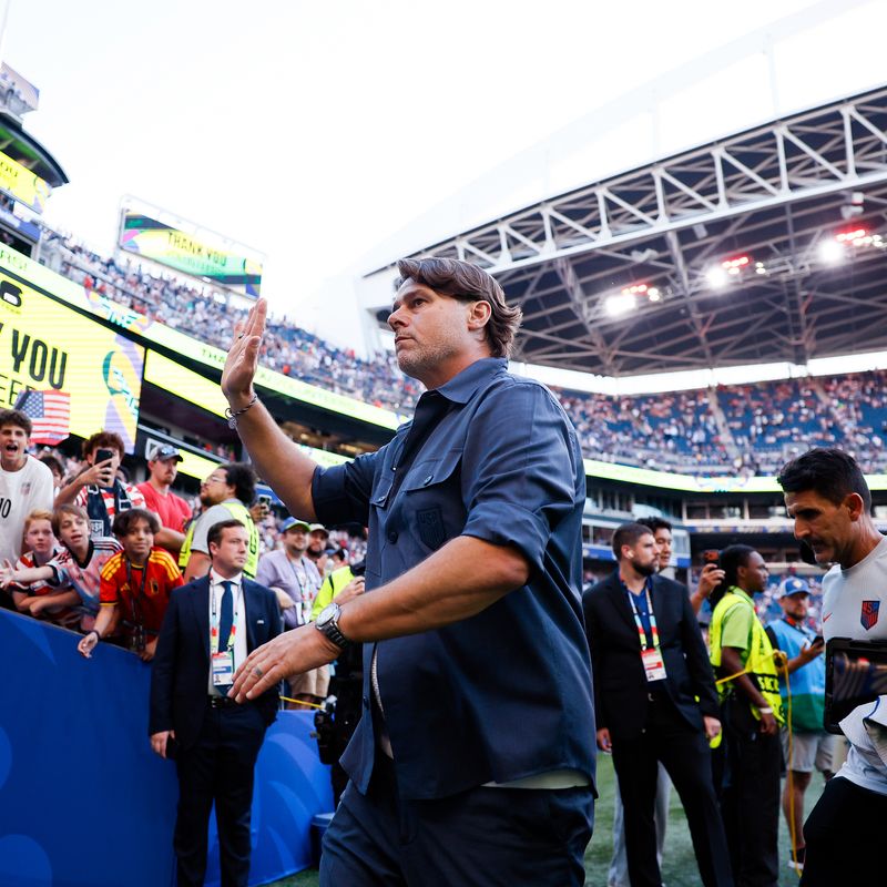 Mauricio Pochettino leaving the soccer stadium.