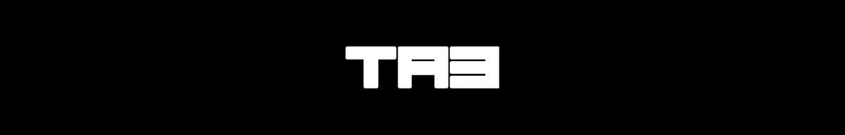 The text 'TA3' in a bold, stylized font on a black background.