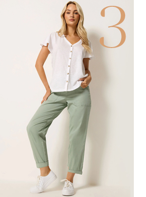 M&Co Sage Green Twill Carpenter Trousers