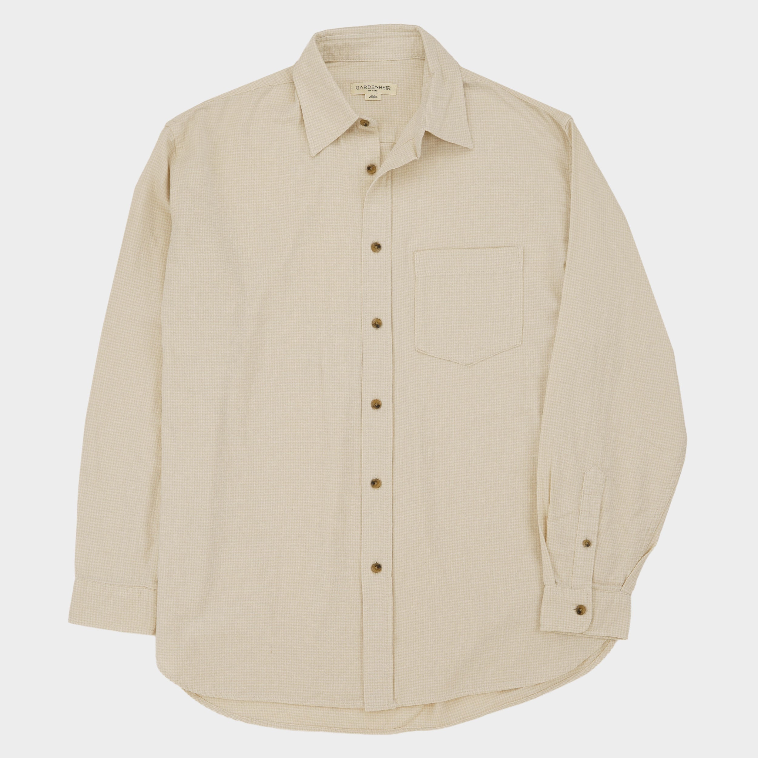 Image of Gardening Chemise in Organic Flannel Houndstooth - Cream