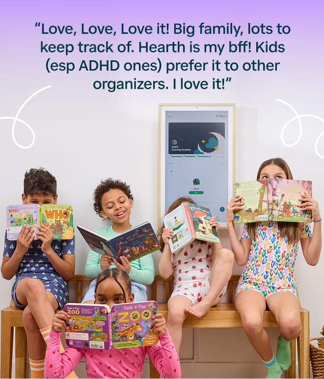 Testimonial of Hearth Customer paired with Image of Hearth Kids