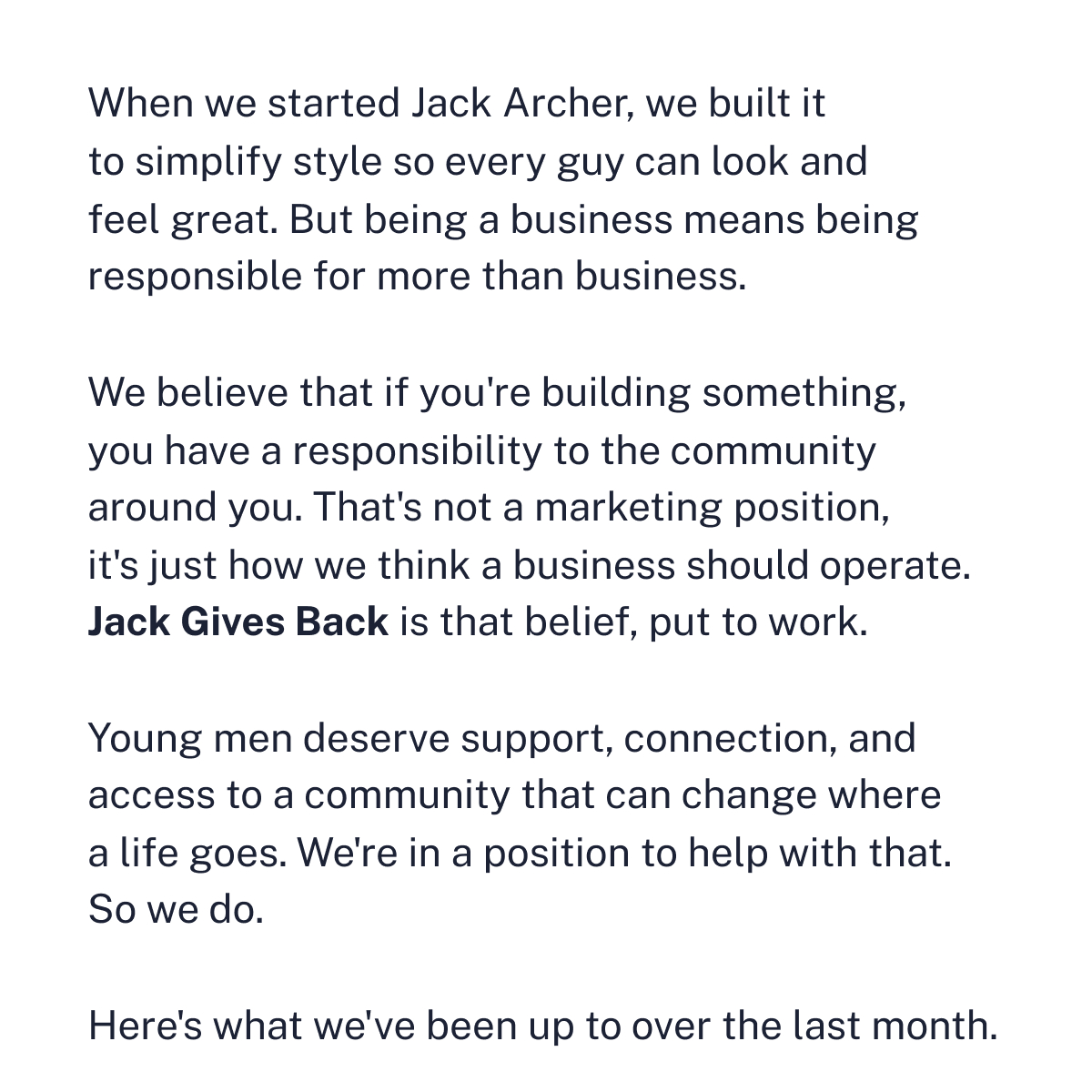 Here's what we've been up to over the last month.