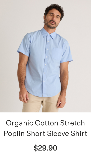 Organic Cotton Stretch Poplin Short Sleeve Shirt