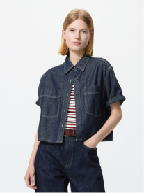 Denim Boxy Shirt | Half Sleeve