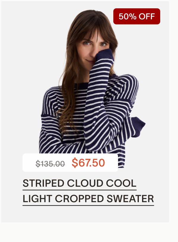 Striped Cloud Cool Light Cropped Sweater