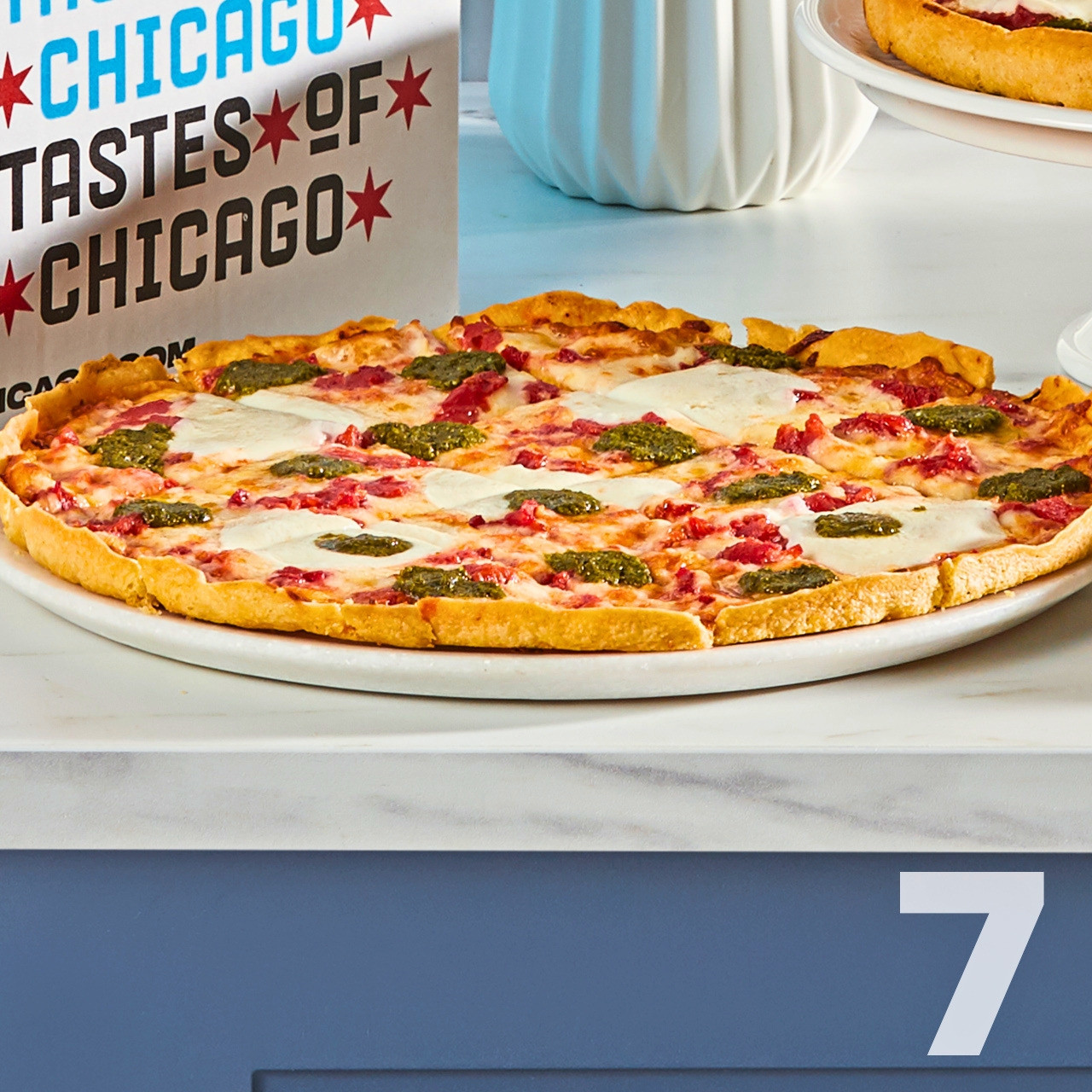 Image of 7 Margherita Pesto Thin Crust Pizzas