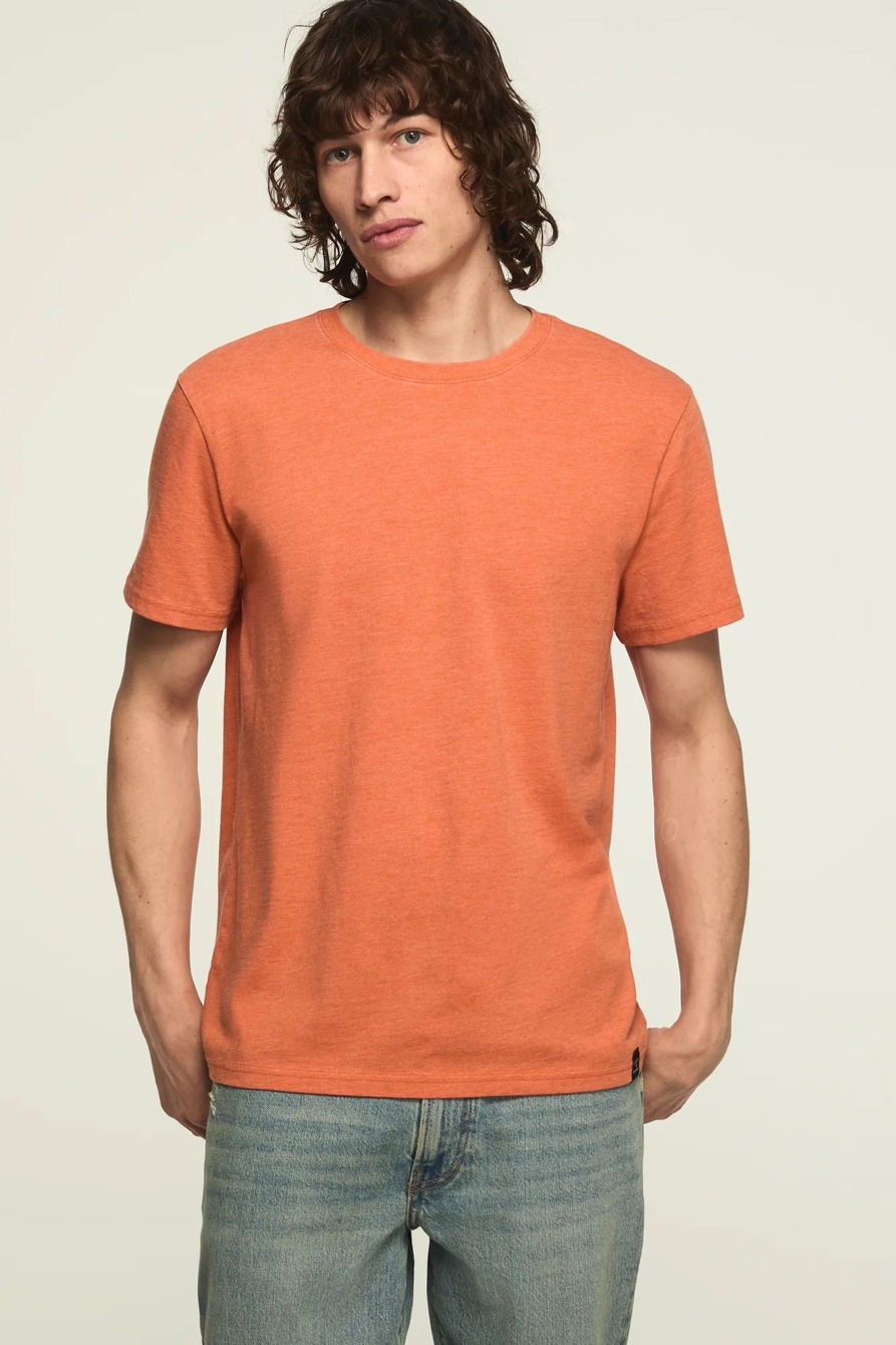 Image of Lucky Brand Venice Burnout Crew Neck Tee - Men's Clothing Tops Shirts Tee Graphic T Shirts in Cumin
