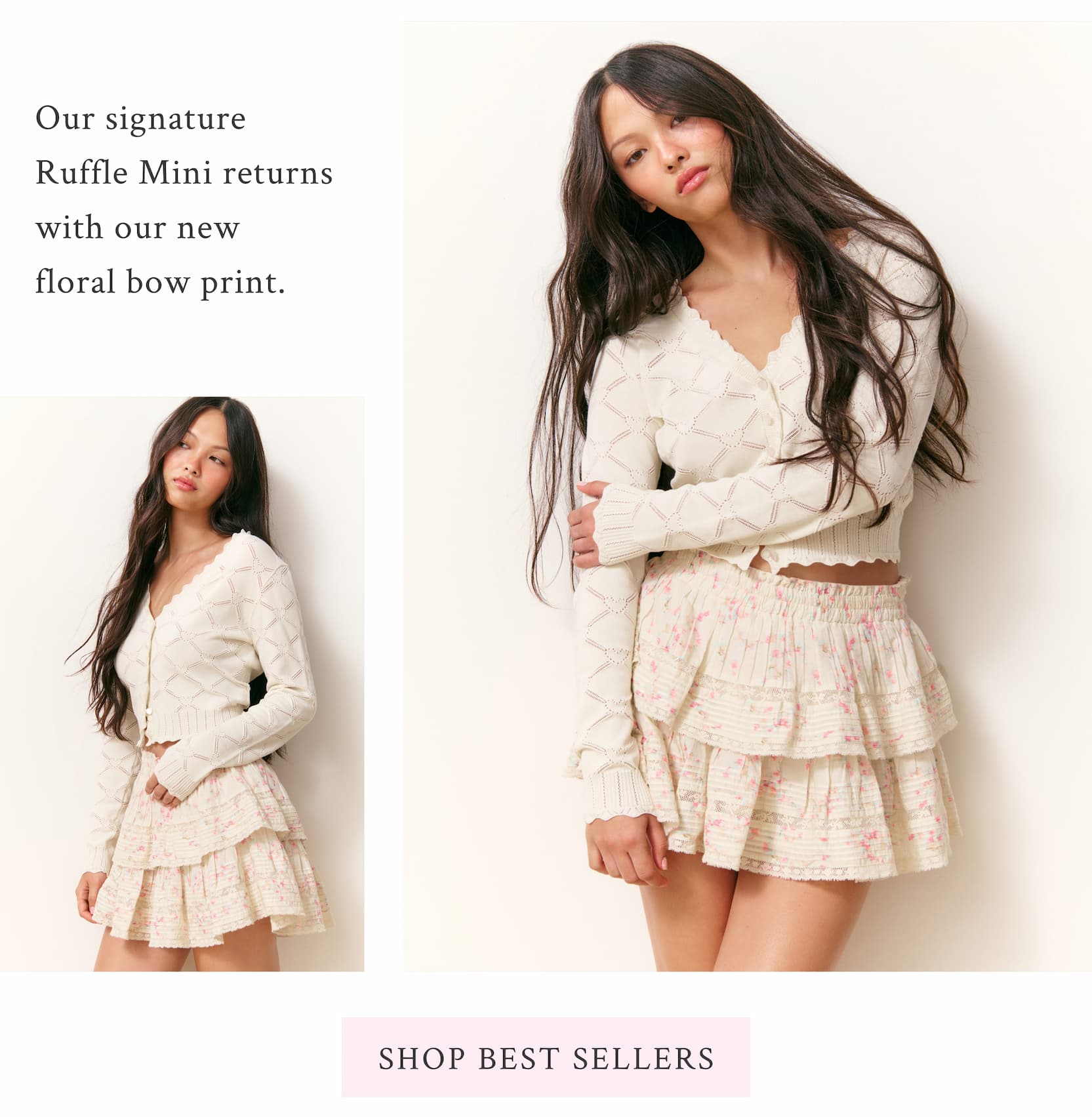 Our signature Ruffle Mini returns with our new floral bow print.  <SHOP BEST SELLERS>