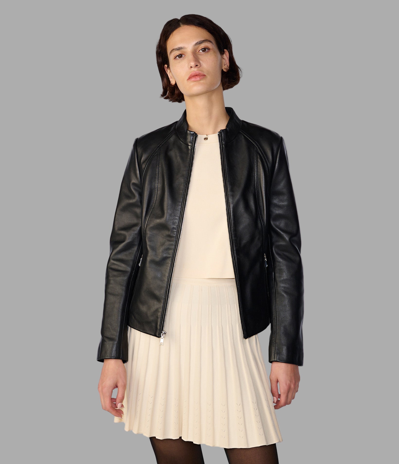 Image of Meg Leather Scuba Jacket