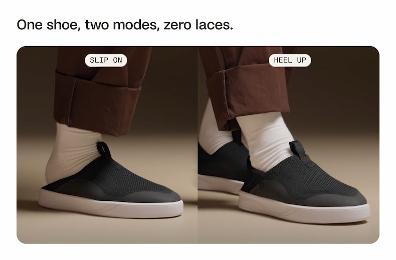 One shoe, tow modes, zero laces.