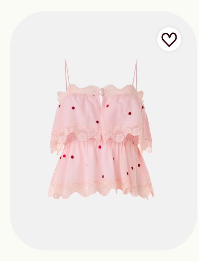 Polka Dot Embroidered Ruffle Top