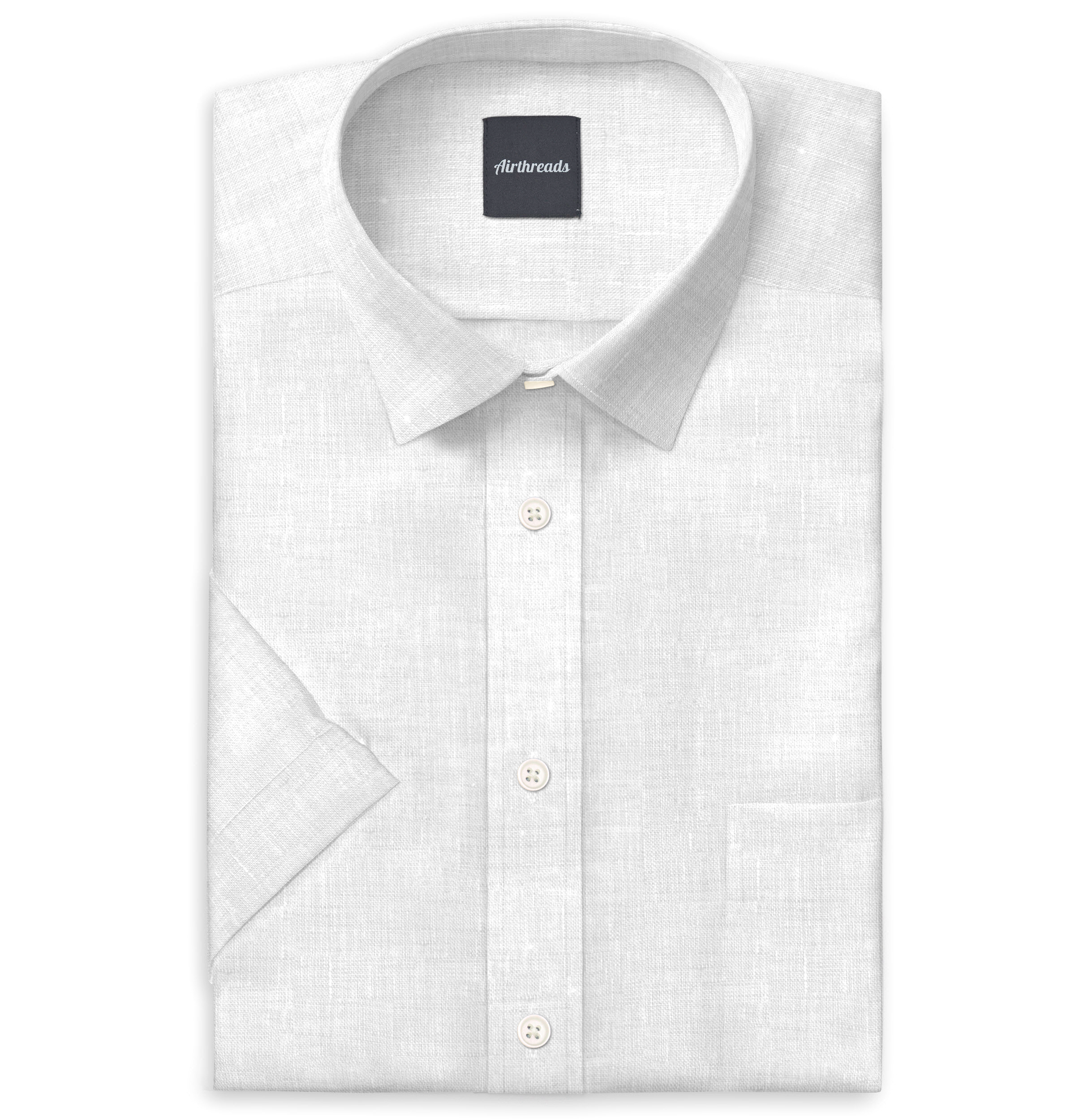 Image of Short Sleeve Linen Shirt in White