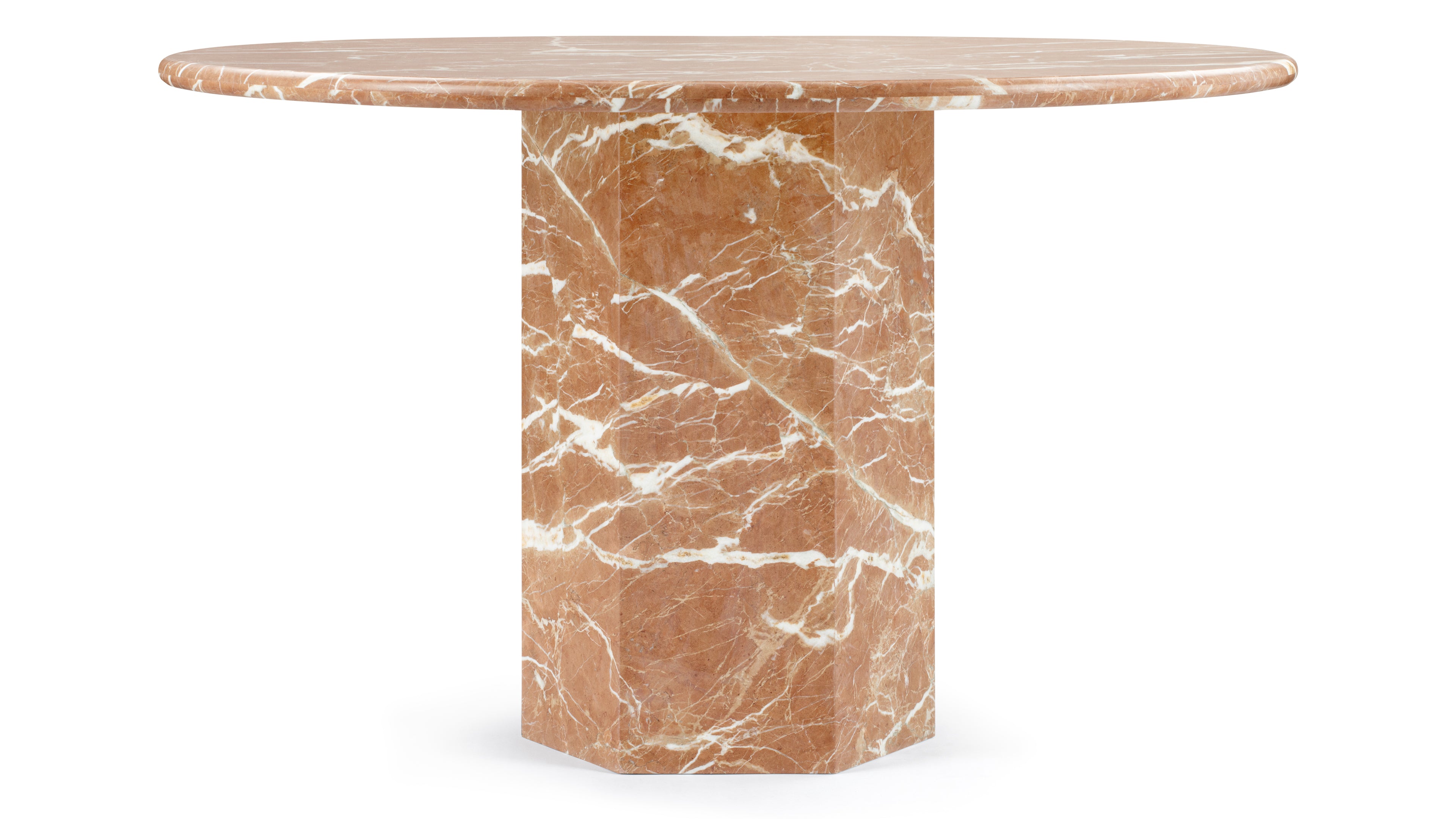 Image of Saga - Saga Round Pedestal Dining Table, Rojo Alicante, 47in