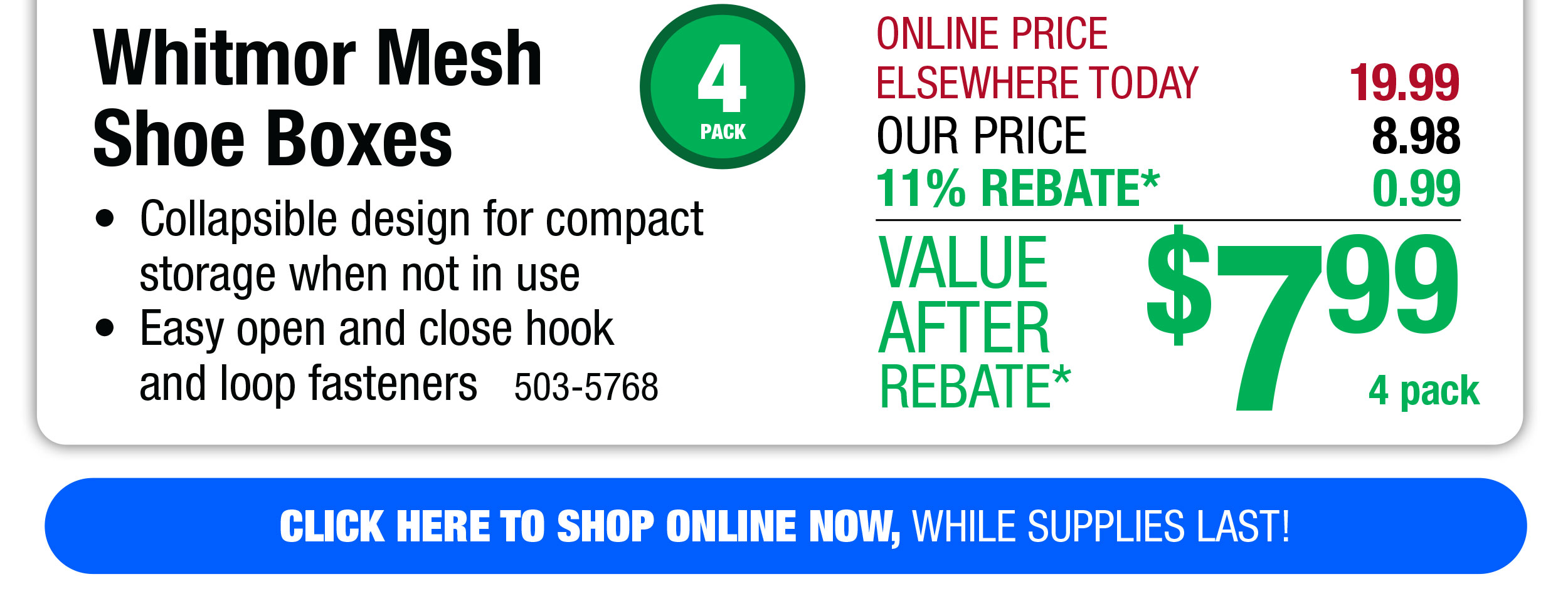 Whitmor Mesh Shoe Boxes - Free Shipping To Store!