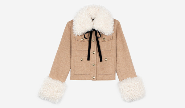 Blouson en laine col sherpa beige