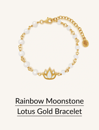 Rainbow Moonstone Lotus Gold Bracelet