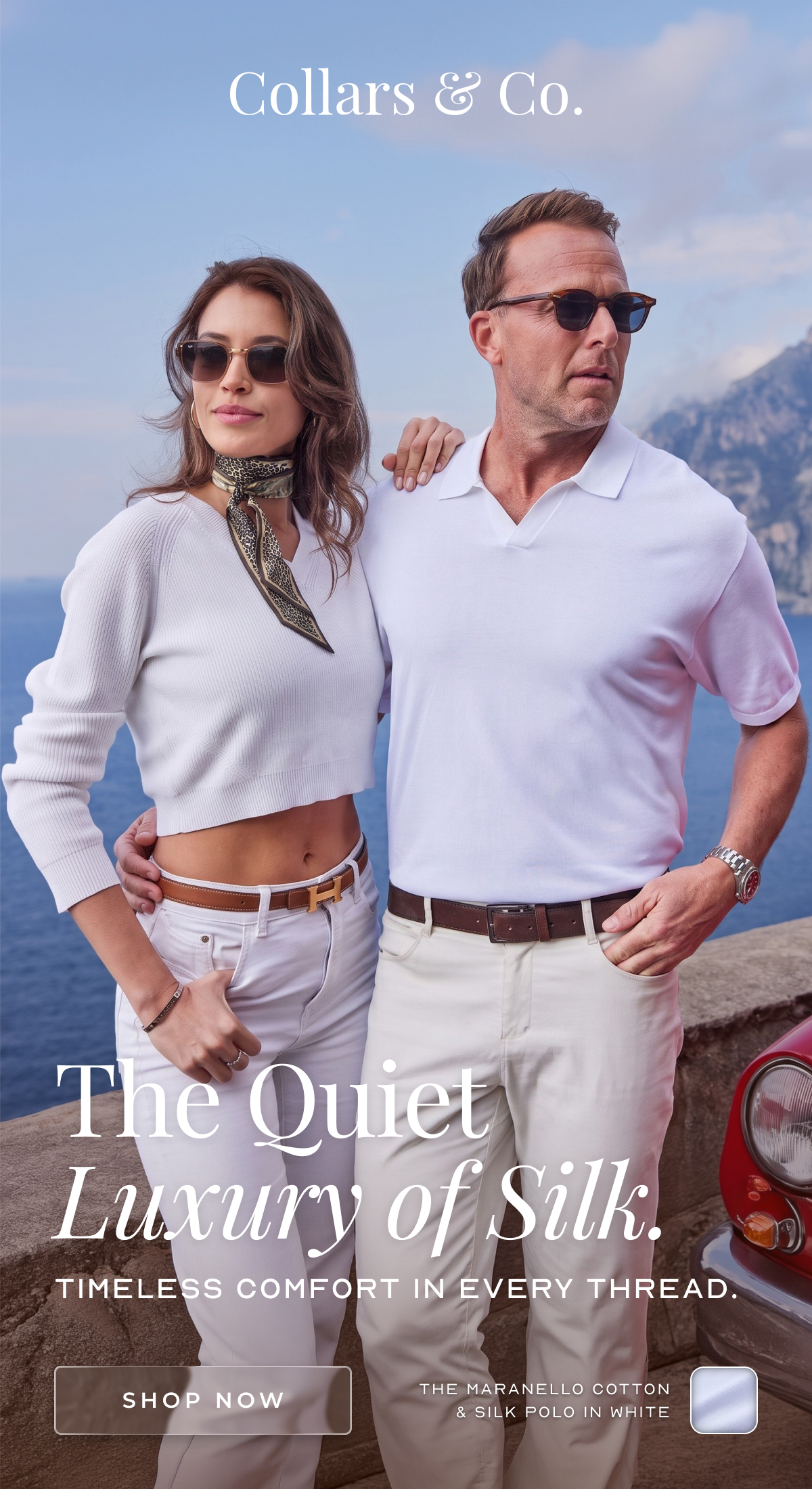 The Silk Touch. shop now The Maranello Cotton & Silk Polo in white