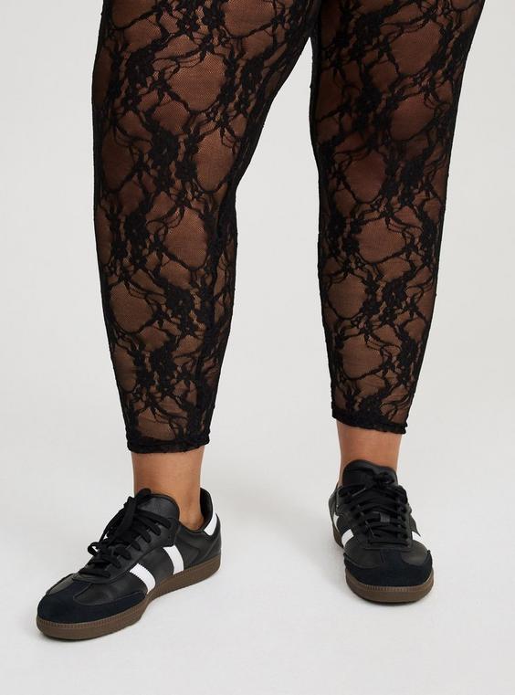 Footless Floral Lace Tights