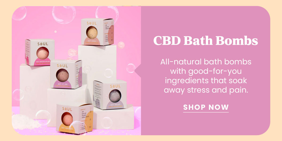 CBD Bath Bombs All-natural bath bombs with good-for-you ingredients that soak away stress and pain. | Shop Now