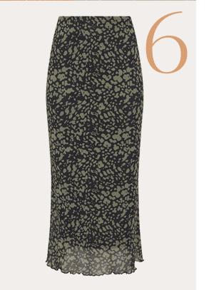 M&Co Khaki Green Abstract Print Mesh Maxi Skirt