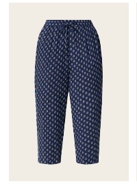 M&Co Navy Blue Dobby Cropped Trousers