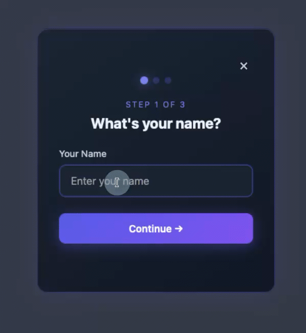 GIF of a rotating cube signup form