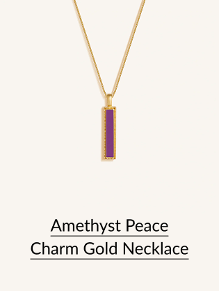 Amethyst Peace Charm Gold Necklace