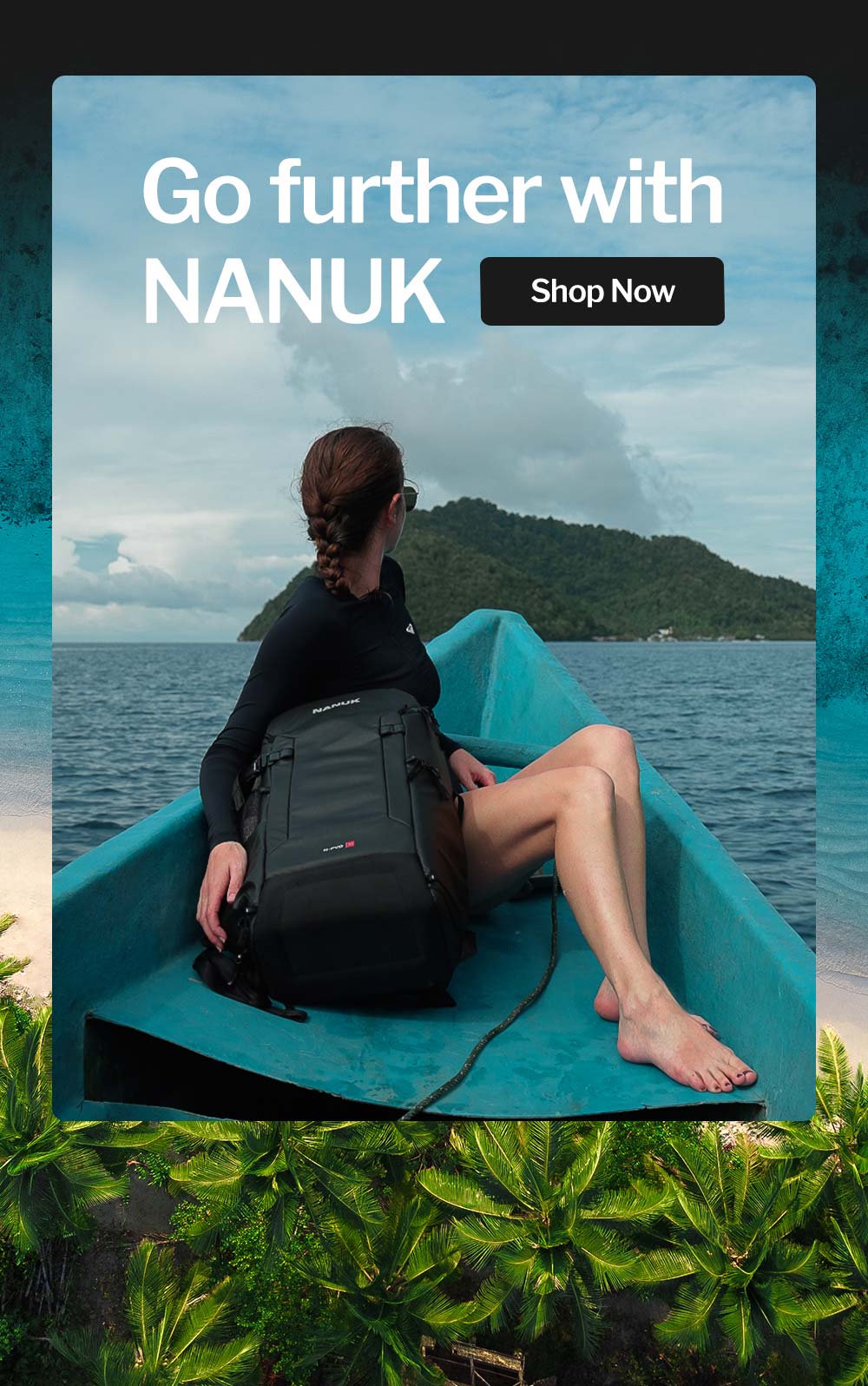 Women in a boat with a NANUK backpack