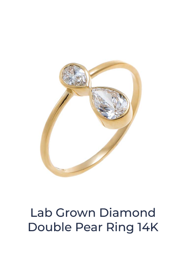 Lab Grown Diamond Double Pear Ring 14K