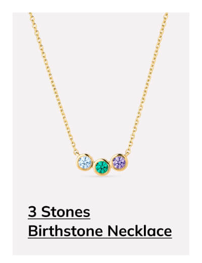 3 stones Birthstone Necklace