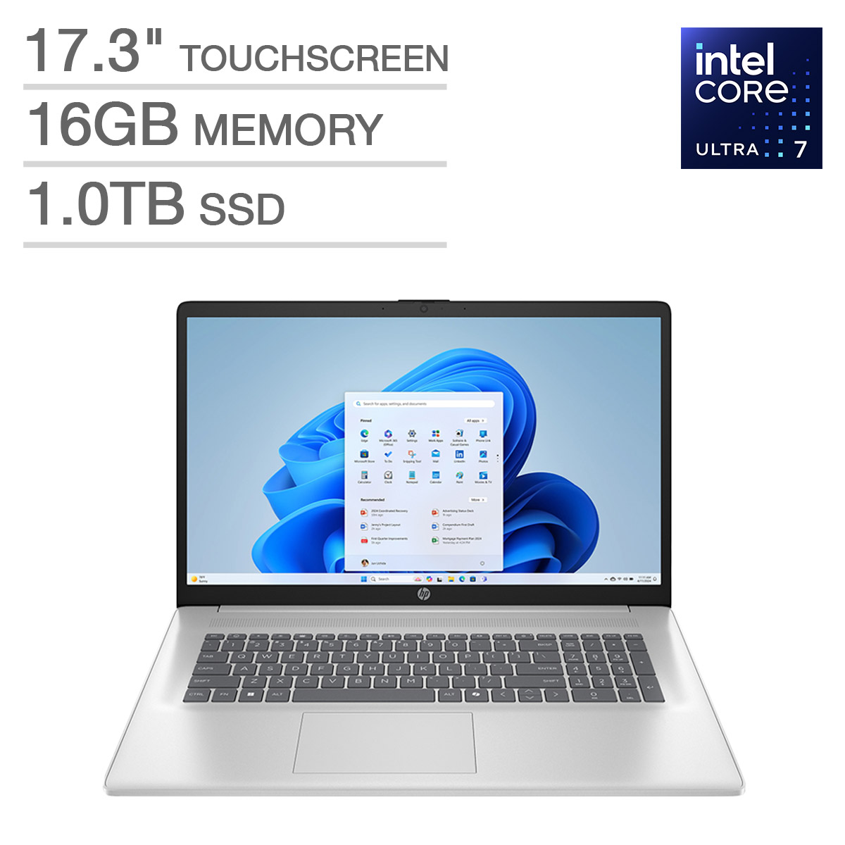 HP 17.3-inch HD+ Touchscreen Laptop with Intel Core Ultra 7 Processor