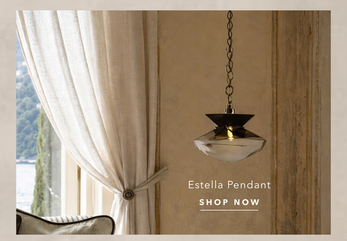 Estella Modern Brass Faceted Amber Glass Pendant