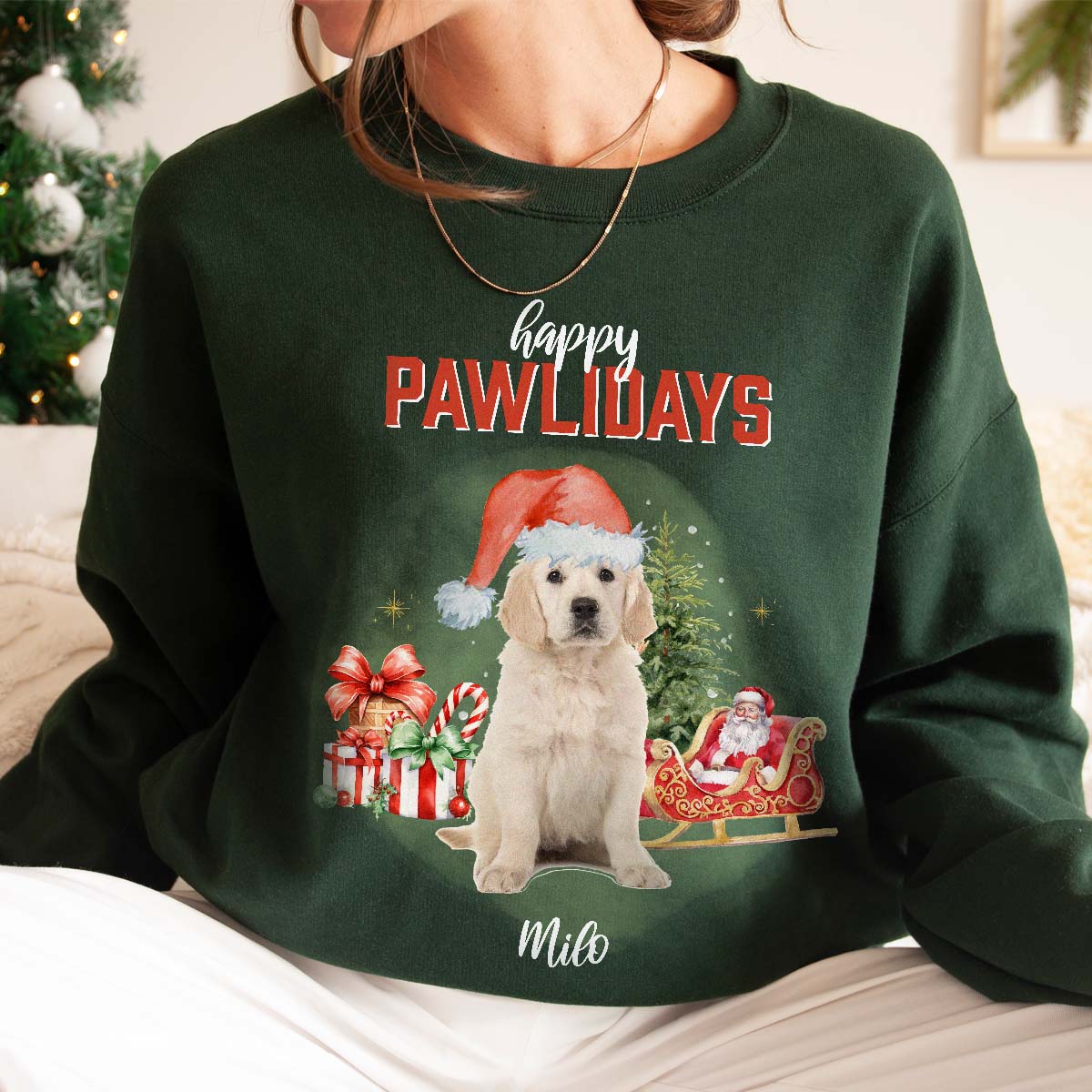 Image of Personalised Bootleg Christmas Sweatshirt with Pet