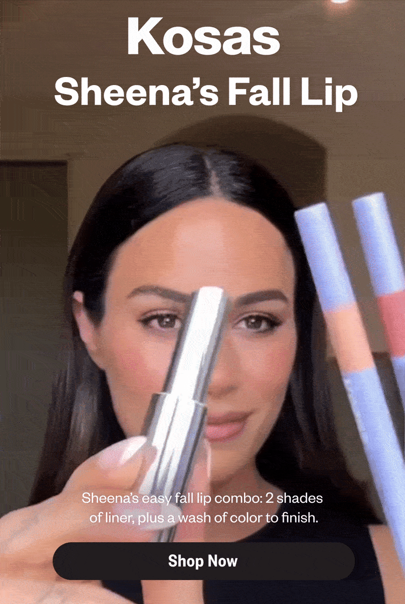 Sheena’s easy fall lip combo: two shades of liner, plus a wash of color to finish.