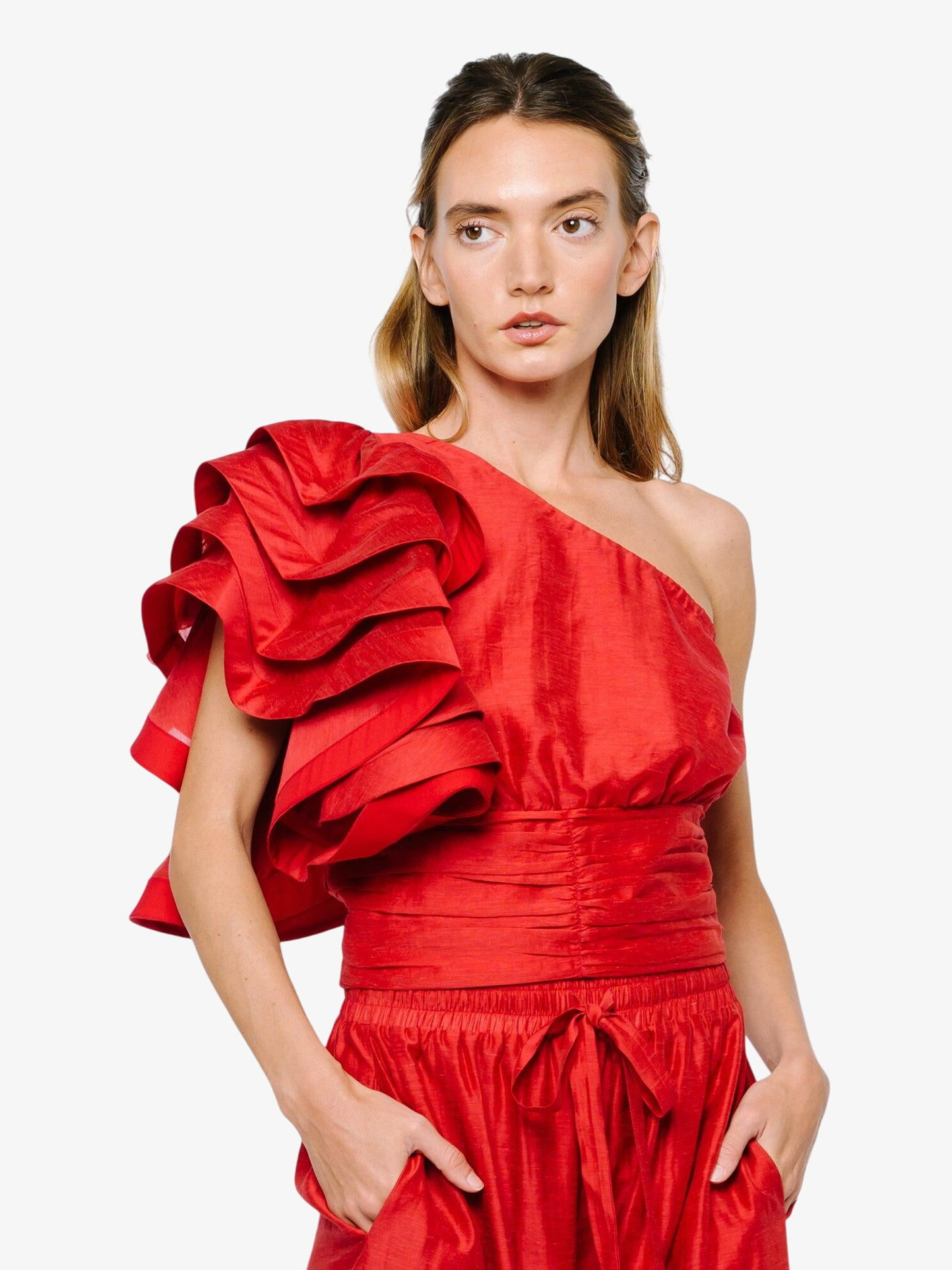 Image of Risa One Shoulder Ruffle Top