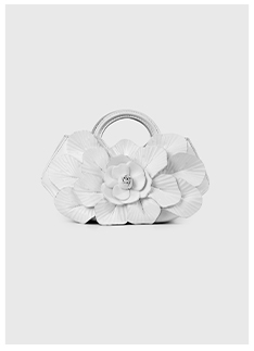 Signature Leather Mini Floral Handbag in White